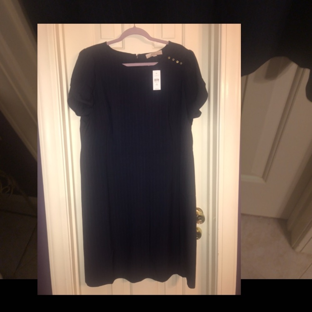 Loft plus size navy pinstriped dress- brand new